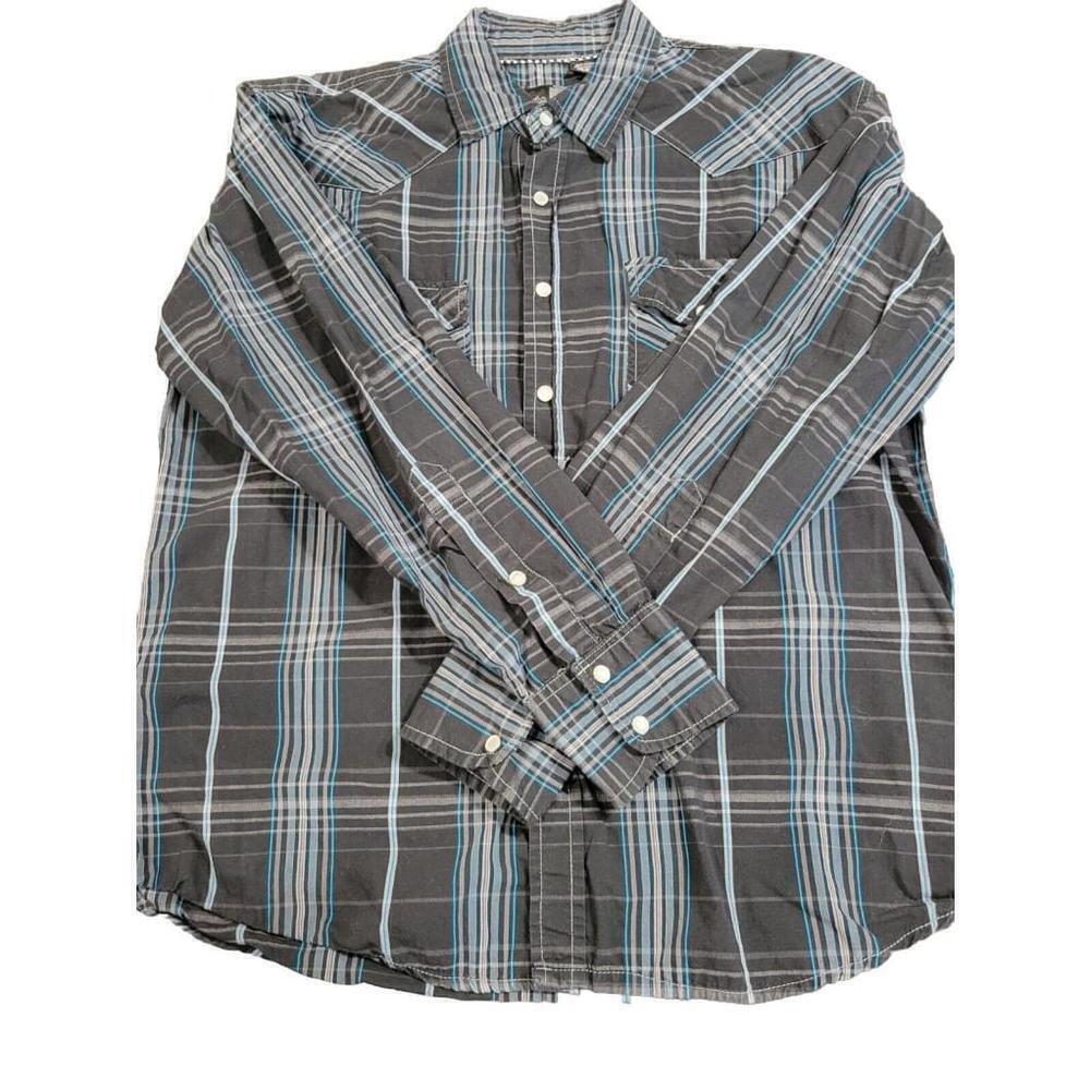 Point Zero Pearl Snap Plaid Western Mens Shirt Size Medium